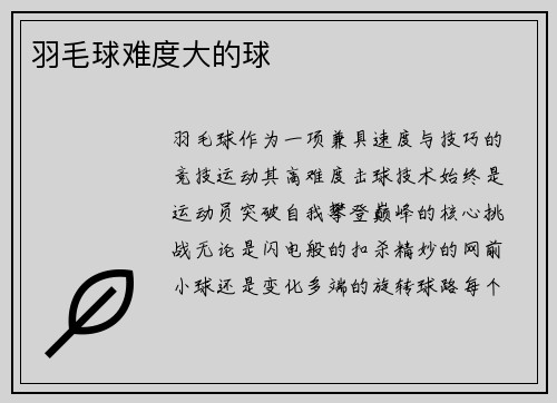 羽毛球难度大的球